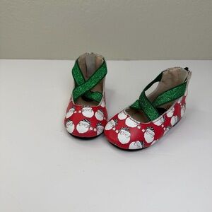 Spellbound Soles Girls Christmas Santa Print Ballerina Shoes Size 5